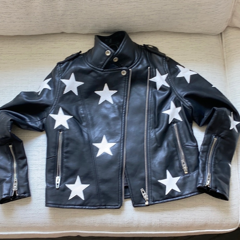 Girls vegan leather jacket.